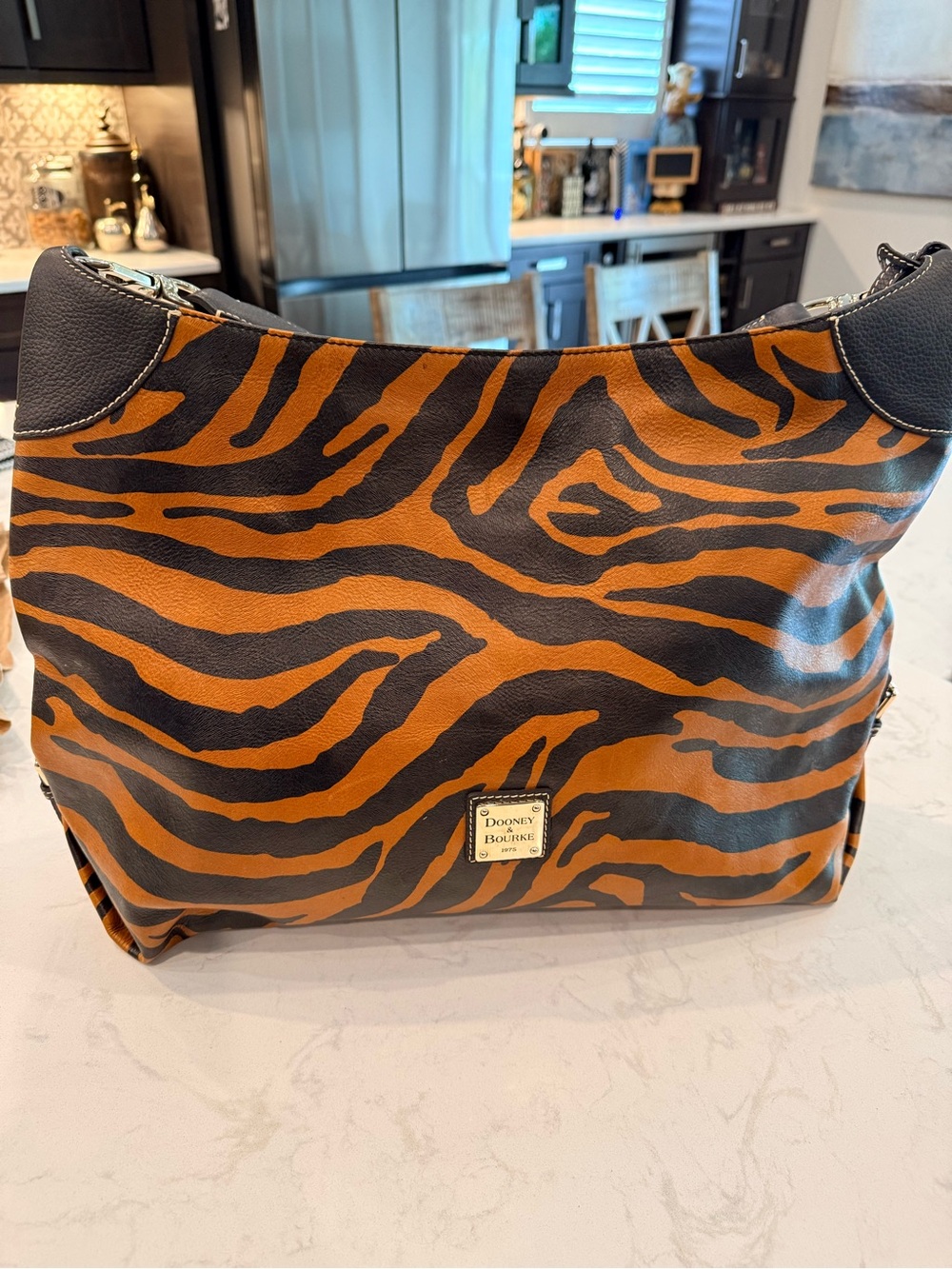 Vintage Dooney & Bourke Tiger-Print Hobo Bag in Brown and Black - New!